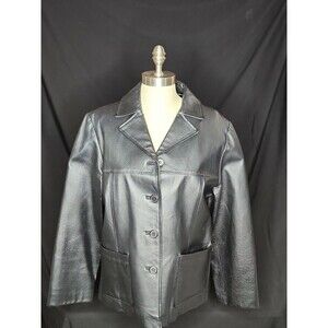 Bagatelle Woman's Vintage Leather Jacket Black Short Length Size Large Lined